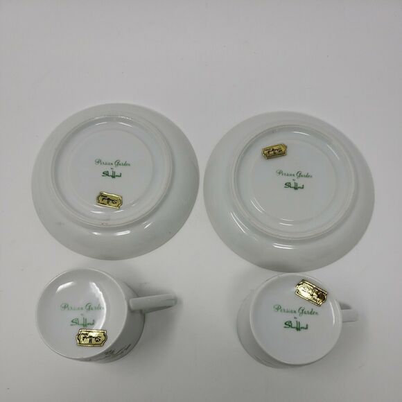 Shafford Persian Garden Japan Two Tea Cups & Saucers Vintage 1970s New Old Stock - Picture 10 of 12